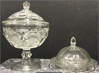 VINTAGE LIDDED CANDY DISH AND BUTTER DISH