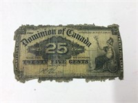 1900 25 Cent Bill Can, Worn Condition