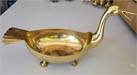 Brass duck bowl. 15"×6"