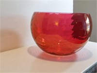 Bartlett Collins Cranberry Curtains Punch Bowl