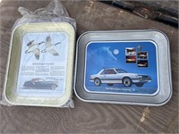 2 vintage Ford Mustang Lincoln tin advertising