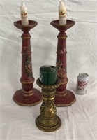 Tole painted Candle Holders