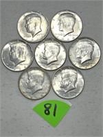 (7) 1964 Kennedy Silver Halves