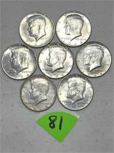 (7) 1964 Kennedy Silver Halves