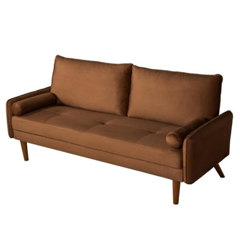 Velvet Sofa, 68 inch Mid Century Modern - Brown