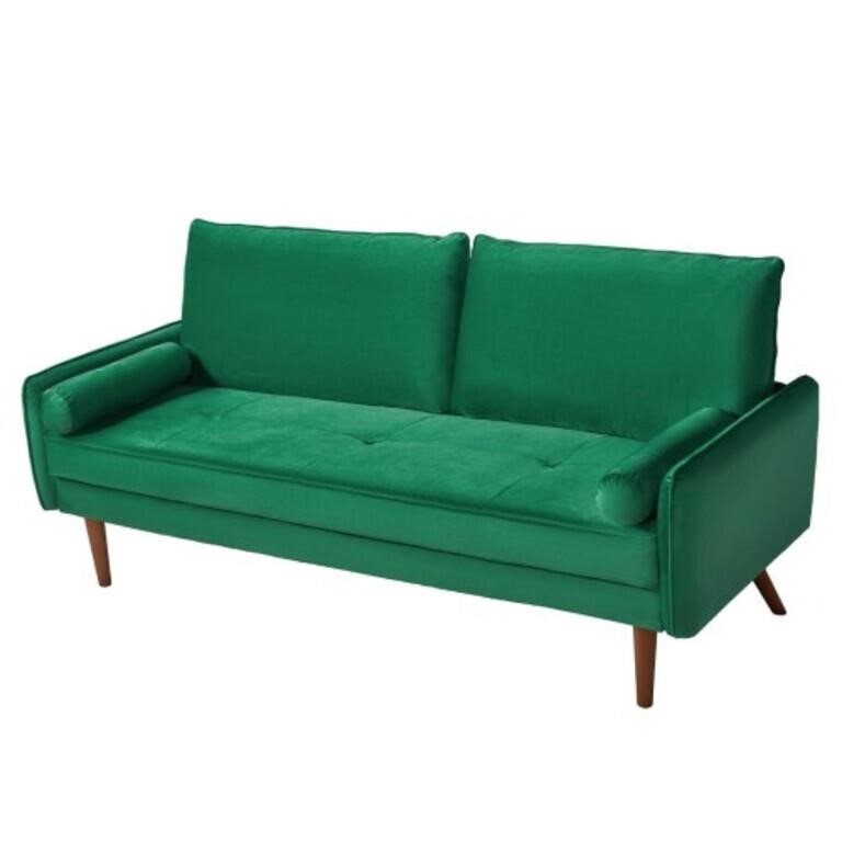 Velvet Sofa, 68 inch Mid Century Modern - Green