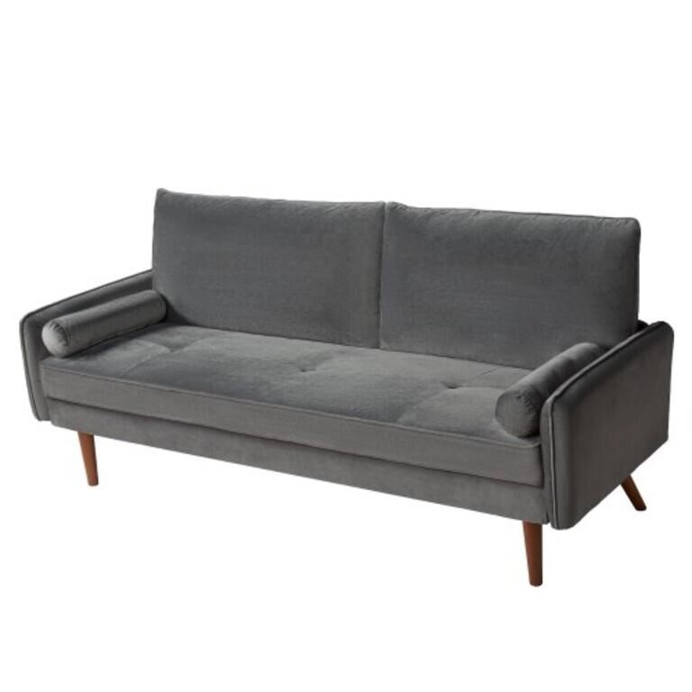 Velvet Sofa, 68 inch Mid Century Modern - Grey