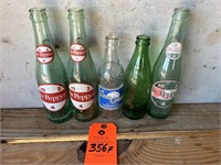 Vintage Glass Soda Bottles Dr. Pepper, Sunkist, 7-
