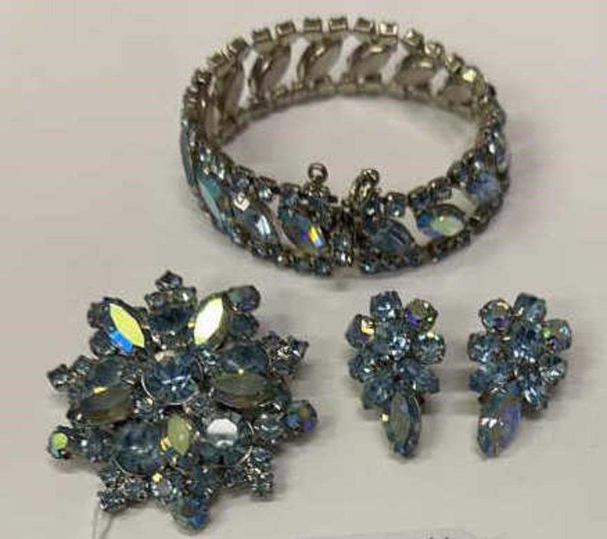 Rhinestone Set - Bracelet, Brooch & Earrings