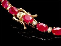 11ct Ruby & 0.50ct Diamond Bracelet in 14k Gold