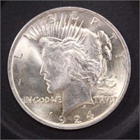 US Coins 1924 Peace Silver Dollar, circulated
