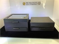 Matched pair of black jewelry boxes