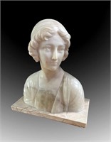 "MIGNON" ALABASTER AND MARBLE BUST AFTER BESSI