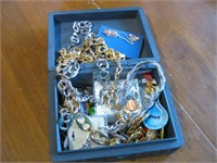 8"x 6"x 3" Wood Box Of Fashion & Vintage Jewelry