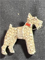 Vintage Pell dog brooch with rhinestones