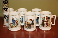 Set of 6 Norman Rockwell Mugs