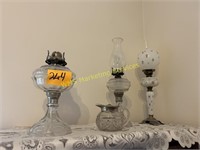 Nickle Plate Glass Wavy Front & Plain Font Lamps,