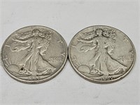 2- 1937 D Walking Liberty Silver Half Dollar Coin