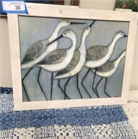 Bathroom Mat and Framed White Bird Art Piece
