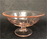 Depression Glass Pink Glass Footed Bowl