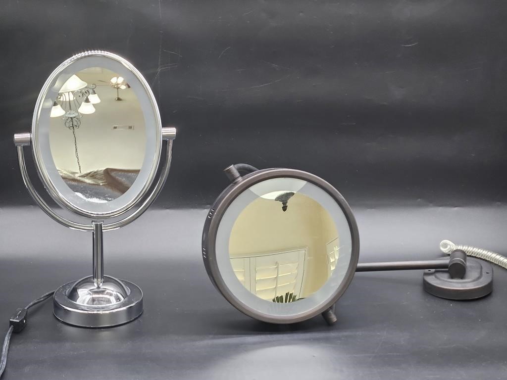 (2) Lighted Vanity Magnifying Mirrors