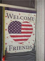 Welcome Friends Red White & Blue Holiday Flag