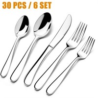 30 Pieces Set  Stainless Steel Modern Flatware  fo