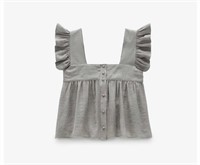 Size L Zara ruffled blouse - light grey