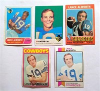 5 Lance Alworth HOF Topps Cards 1968 - 1973