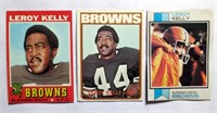 3 Leroy Kelly Topps Cards 1971 1972 1973