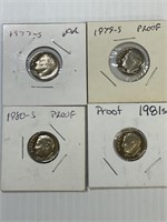 1977-S, 79-S, 80-S & 81-S Roosevelt Dimes x4
