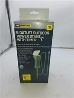 Pro 6 outlet outdoor power stake with timer
