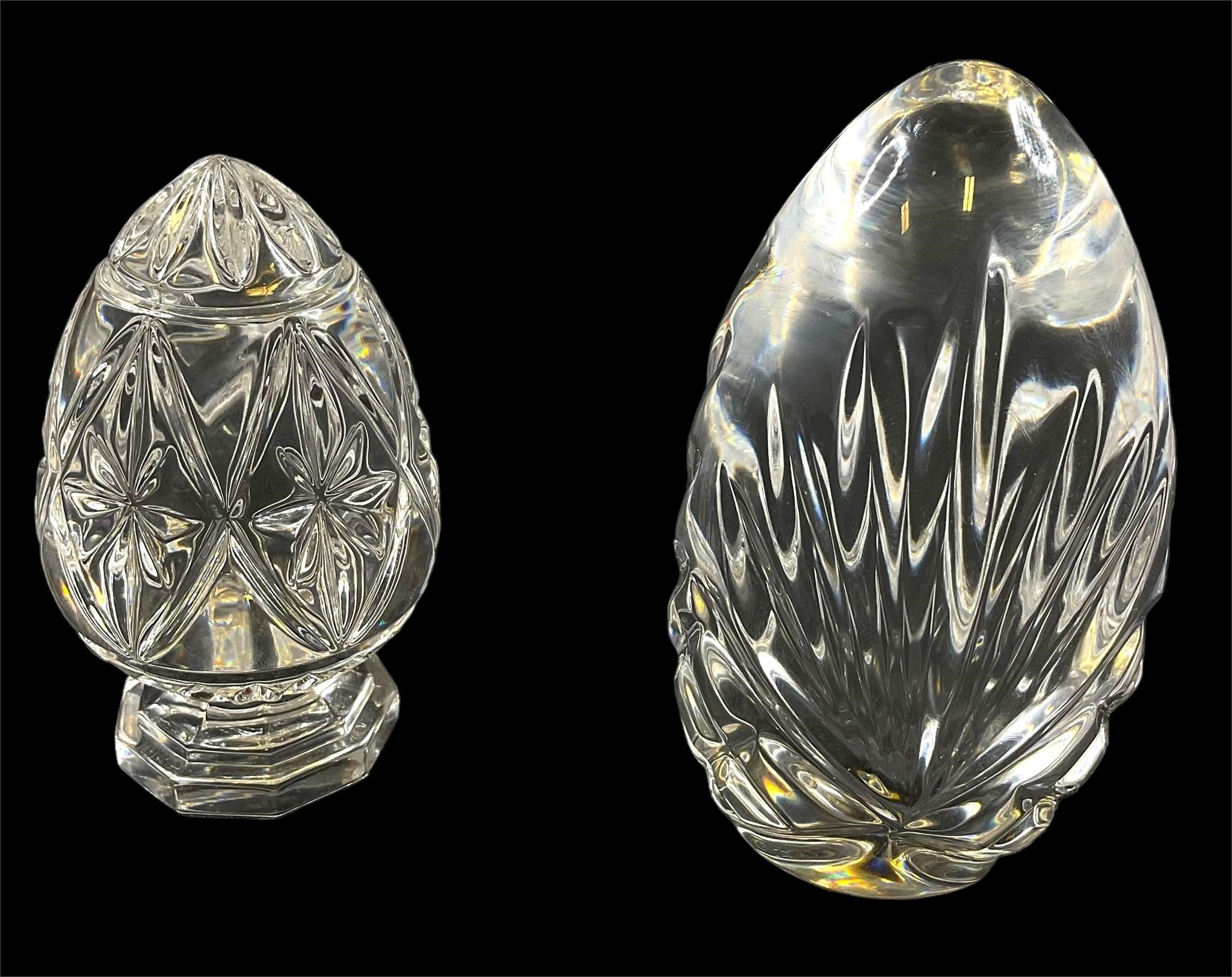 2-Crystal Glass Egg Paperweights