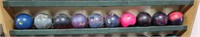 10 qty bowling balls on 2nd row