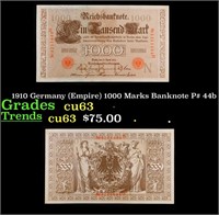 1910 Germany (Empire) 1000 Marks Banknote P# 44b G