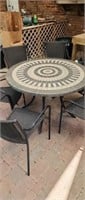 Inlaid patio table and 6 chairs