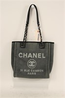 Chanel Black/Gray Deauville Tote Bag