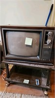 Vintage Hitachi Television on Stand