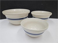 3 Roseville OH. Pottery Bowls 8"10"12"