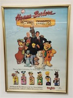 1988 hand signed Hanna Barbera character poster