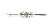 Early 20th C. 9ct white gold bar brooch