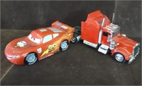 Plastic 18 Wheeler & Lightning McQueen
