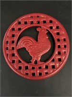 Cast Iron Red Rooster Trivet Wall Decor