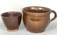 2 PA redware items ca. 1885; short handled crock