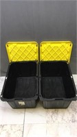 2 Bin Boss 27 Gallon Black W/ Yellow Lids Storage