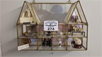 House shaped miniature display & Contents