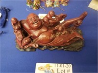 THE LAUGHING BUDDHA HANDCARVED FROM ROSEWOOD