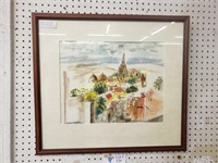ORIGINAL WATERCOLOR OF MIDDLE EASTERN TOWN