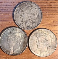 3 Silver Piece Dollars 1922, 1925, 1925