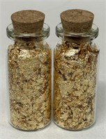 (2) GLASS VIALS OF GOLD FLAKES